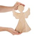 Karácsonyi angyalfigura világos színű, natúr fából, 30 cm | Floristik24.hu