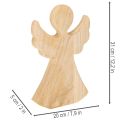 Karácsonyi angyalfigura világos színű, natúr fából, 30 cm | Floristik24.hu