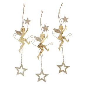 Floristik24 Angyal medál csillag karácsonyi dekoráció akasztható H28cm 3db