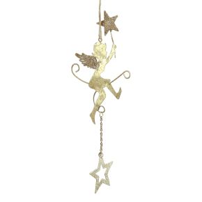 Floristik24 Angyal medál csillag karácsonyi dekoráció akasztható H28cm 3db