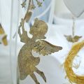Floristik24 Angyal pitypanggal, karácsonyi dekoráció, dekoratív medál, fém dekoráció arany antik megjelenés H16/15cm 4db