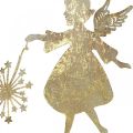 Floristik24 Díszangyal pitypanggal, Adventi dekoráció fémből, Karácsonyi angyal arany antik megjelenés H21cm