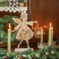 Floristik24 Angyal pitypanggal, karácsonyi fém dekorációval, dekorációs figurával Adventi arany antik megjelenés H27,5cm