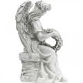 Floristik24 Sír angyal koszorúval Ülő női angyal H32cm