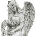 Floristik24 Sír angyal koszorúval Ülő női angyal H32cm