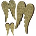 Floristik24 Szórt díszítés, angyalszárnyak, adventi dekoráció, szárnyak díszítéshez arany, csillámos H7 / 5 / 3cm SZ4,5 / 3,5 / 2cm 18db