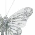 Floristik24 Toll pillangó fehér csillámmal 7,5cm 4db
