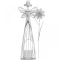 Floristik24 Tavaszi dekoráció, virágtündér lámpásnak, fém asztaldísz, manó virág fehér H32,5cm