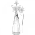 Floristik24 Virágtündér virággal, tavaszi dísz, fém lámpás, virágtündér fémből fehér H40,5cm