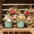 Floristik24 Akasztható tündérek, tavaszi dekoráció, elf dekoráció, fa medál rózsaszín, türkiz, fehér H10-11,5cm 9db