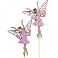 Floristik24 Virágdísz, botra manó, tavaszi dekoráció, díszdugós táncoló tündér természet, rózsaszín 6db