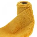 Floristik24 Szőrme szalag sárga műszőrme kézműves asztali futóhoz 15 × 150cm