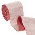 Filcszalag, 100% gyapjú, kétszínű, edényfogónak, fehér/piros filcszalag, 15cm x 5m | Floristik24.hu