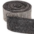 Filcszalag, edényrögzítő, 100% gyapjú, szürke/fekete, 7,5 cm széles, 5 m hosszú | Floristik24.hu