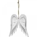 Floristik24 Akasztható angyalszárnyak, karácsonyi dekoráció, fém medálok fehér H11,5cm Szé11cm 3db