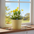 Fém virágtartó, pasztell sárga, Ø16cm M14cm | Floristik24.hu