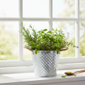 Cinkcserép, rombusz alakú, kötél fogantyúkkal, fehérre meszelt, Ø24,5cm, M21cm | Floristik24.hu