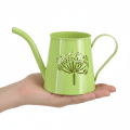 Dekoratív fém öntözőkanna, pitypang mintával, zöld, 12 cm magas, 2 darabos, dekoratív váza, shabby chic | Floristik24.hu