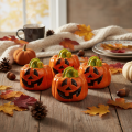 Dekoratív kerámia tökfigura őszre és Halloweenre, 8cm | Floristik24.hu