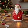 Mikulás díszfigura mécsestartóként csillagokkal, asztaldísz, 15cm | Floristik24.hu