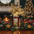 Mesterséges eukaliptusz növény, arany színű díszág asztaldísznek, 24cm | Floristik24.hu