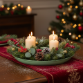 Adventi koszorú zöld gyertyatartóval, négy mécsessel, 24 cm | Floristik24.hu