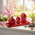 Fém mécsestartó, piros, tálcával, 35 cm, 1 szett | Floristik24.hu