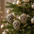 Fenyőtoboz dísztoboz függeszthető barna 8cm 4db | Floristik24.hu