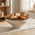 Dekoratív tál talppal, műanyag kerek, krémszínű Ø19cm, M8cm | Floristik24.hu