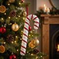 Deco Candy Cane karácsonyi piros fehér csíkos H34cm | Floristik24.hu