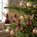 Papír angyal Christmas angel deco bor vörös rózsaszín H12cm 4db | Floristik24.hu