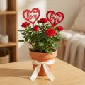 Virágdugó szív piros fa díszdugó Love 7cm 12db | Floristik24.hu