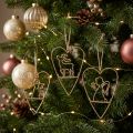 Karácsonyfa díszek szív fém szívek dekoráció arany 12cm 6db | Floristik24.hu