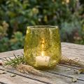 Szélfény üvegdísz vintage sárga zöld Ø12cm H12,5cm | Floristik24.hu