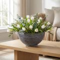 Dekoratív tál kerek növényi tál szürke fekete Ø40cm H19,5cm | Floristik24.hu