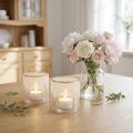 Üveg mécsestartó virágmintával, Ø8cm M9cm, 2 darab | Floristik24.hu