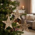 Nyírfa csillagok függő díszítéshez csillagok nyírfa kéreg 20cm 4 db | Floristik24.hu