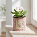 Virágcserép díszes fémből, kerek, antik rózsaszín, Ø8cm, M7.5cm | Floristik24.hu