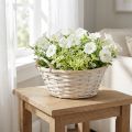 Kosár fülekkel, faforgács kosár, virágkosár, fehér, vintage, dekoratív, Ø35cm | Floristik24.hu