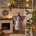 Dekoratív Őrangyal Fém Harang Bronz Fehér Vintage Shabby Chic 21x13,5x24cm | Floristik24.hu