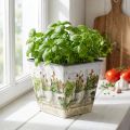 Fűszeres cserép, ültetőgép motívummal, ültetőgép H13cm Sz13,5cm | Floristik24.hu