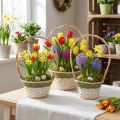 Henkel virágkosár natúr zöld szürke fehér Ø18–26 cm 3 db-os szett | Floristik24.hu