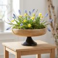 Tál lábbal, fa és fém, natúr fekete, Ø20cm, M10cm | Floristik24.hu