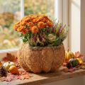 Tökültető fóliával, őszi dekoráció, narancssárga, Ø18cm, M15cm | Floristik24.hu