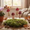 Virágkarók, gomba mintával, fa karók, piros, Ø2,5 cm, 8 darab | Floristik24.hu