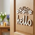 Fából készült dekorációs virágok "Hello" természet deko tábla mágnessel 18/19,5cm 6db | Floristik24.hu