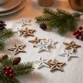 Fa csillagok dekoráció szórvány dekoráció karácsonyi fehér/natúr 3,5cm 48 db | Floristik24.hu