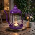 Gyertyatartó üveglámpás teáskanna lila Ø15cm H26cm | Floristik24.hu