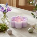 Három kanócú gyertya virág gyertyaként lila fehér Ø11,5cm H4cm | Floristik24.hu