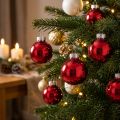 Üveg karácsonyfadíszek/gömbdíszek piros színben, Ø4cm, 24 darab | Floristik24.hu